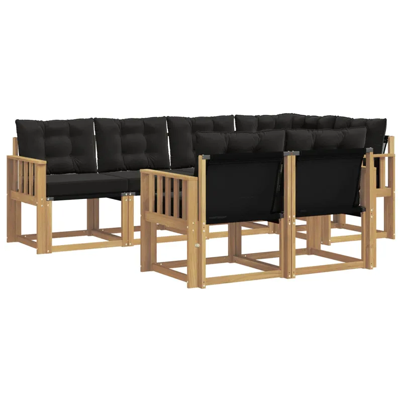 Lauko sofos komplektas su pagalve 7 pcs Balta ir juoda