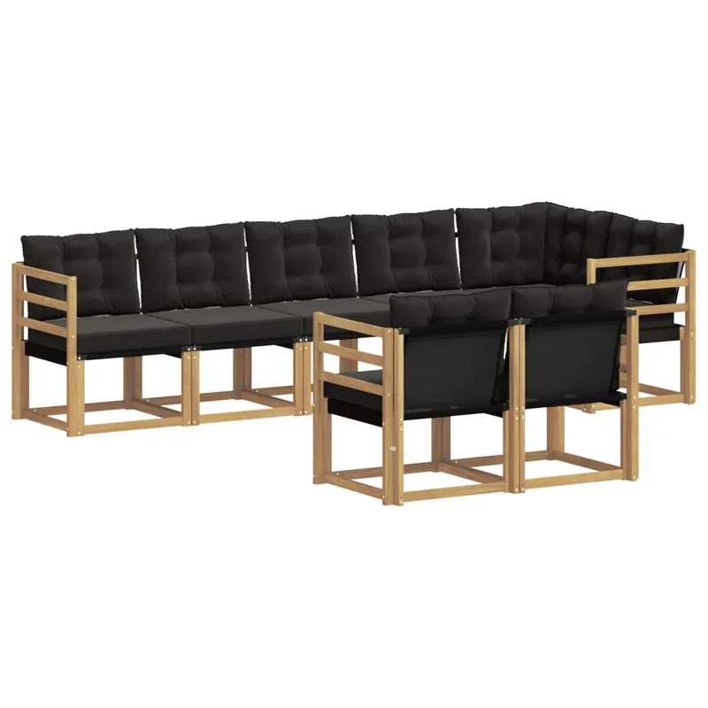 Lauko sofos komplektas su pagalve 8 pcs Balta ir juoda