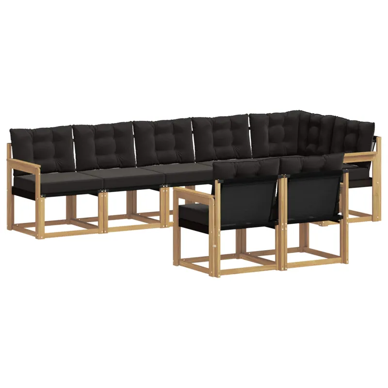 Lauko sofos komplektas su pagalve 8 pcs Balta ir juoda