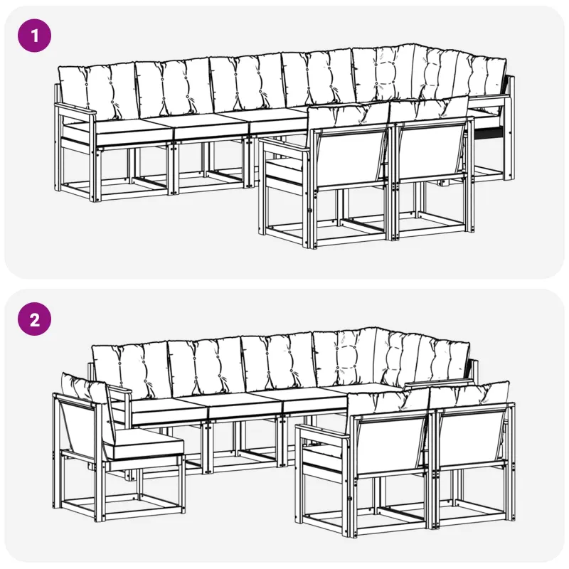 Lauko sofos komplektas su pagalve 8 pcs Balta ir kreminė