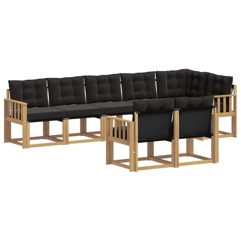 Lauko sofos komplektas su pagalve 8 pcs Balta ir juoda