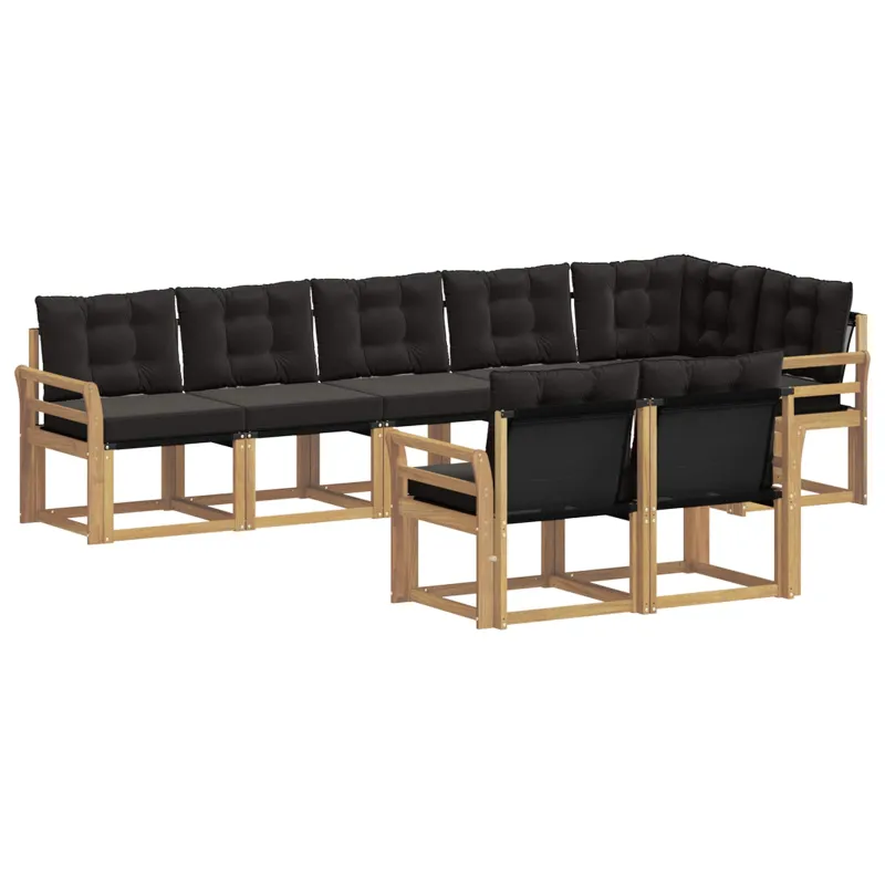 Lauko sofos komplektas su pagalve 8 pcs Balta ir juoda