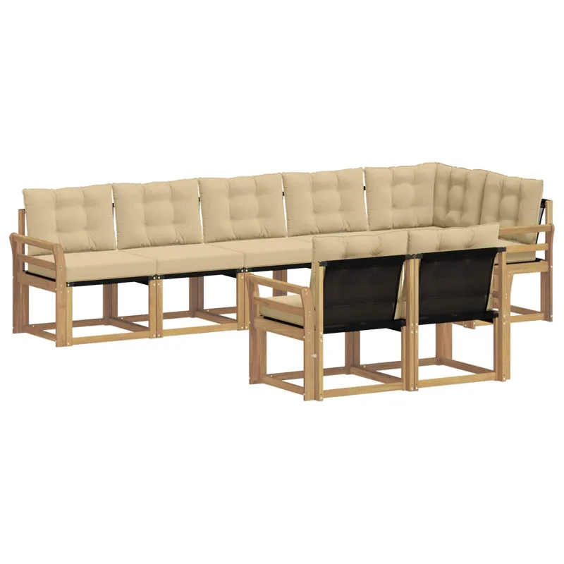 Lauko sofos komplektas su pagalve 8 pcs Balta ir kreminė
