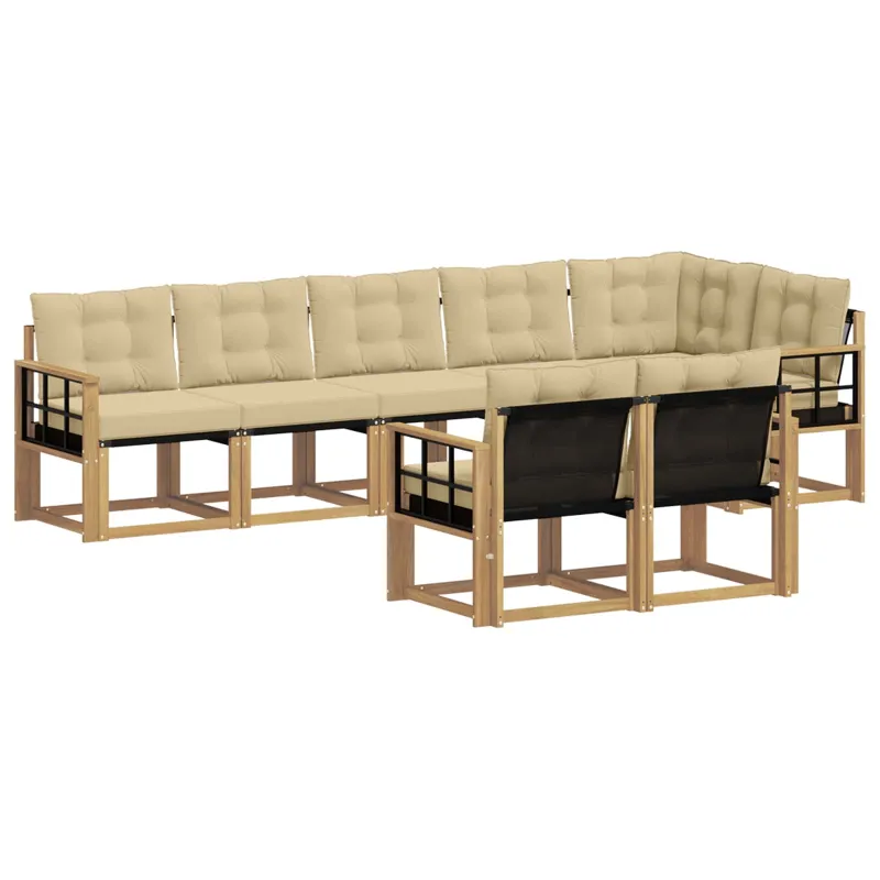 Lauko sofos komplektas su pagalve 8 pcs Balta ir kreminė
