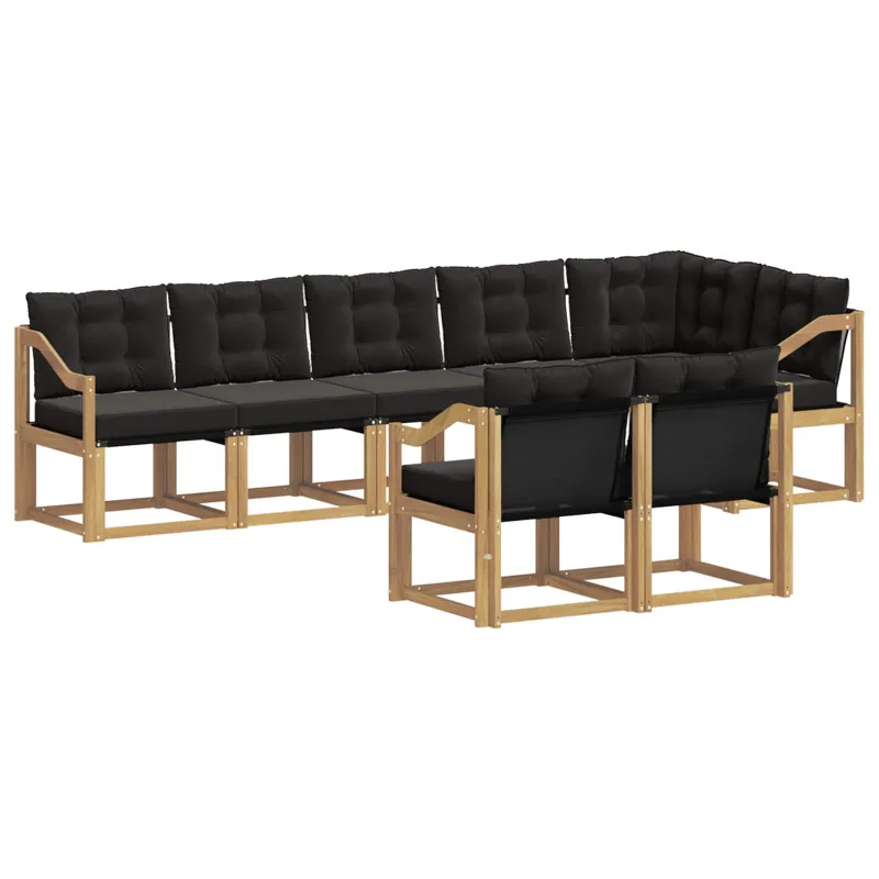 Lauko sofos komplektas su pagalve 8 pcs Balta ir juoda