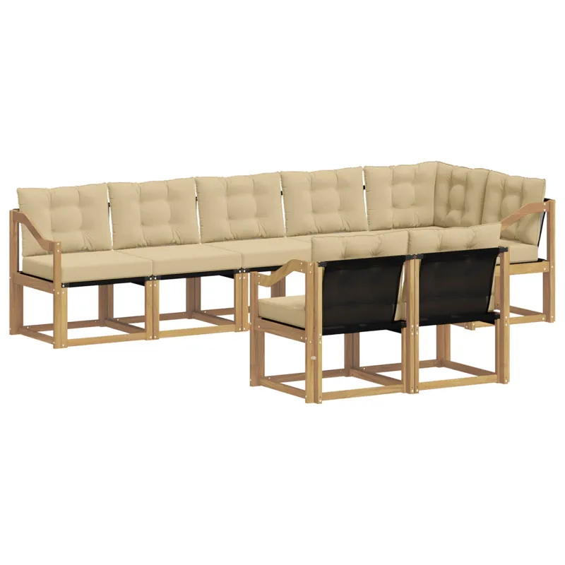 Lauko sofos komplektas su pagalve 8 pcs Balta ir kreminė