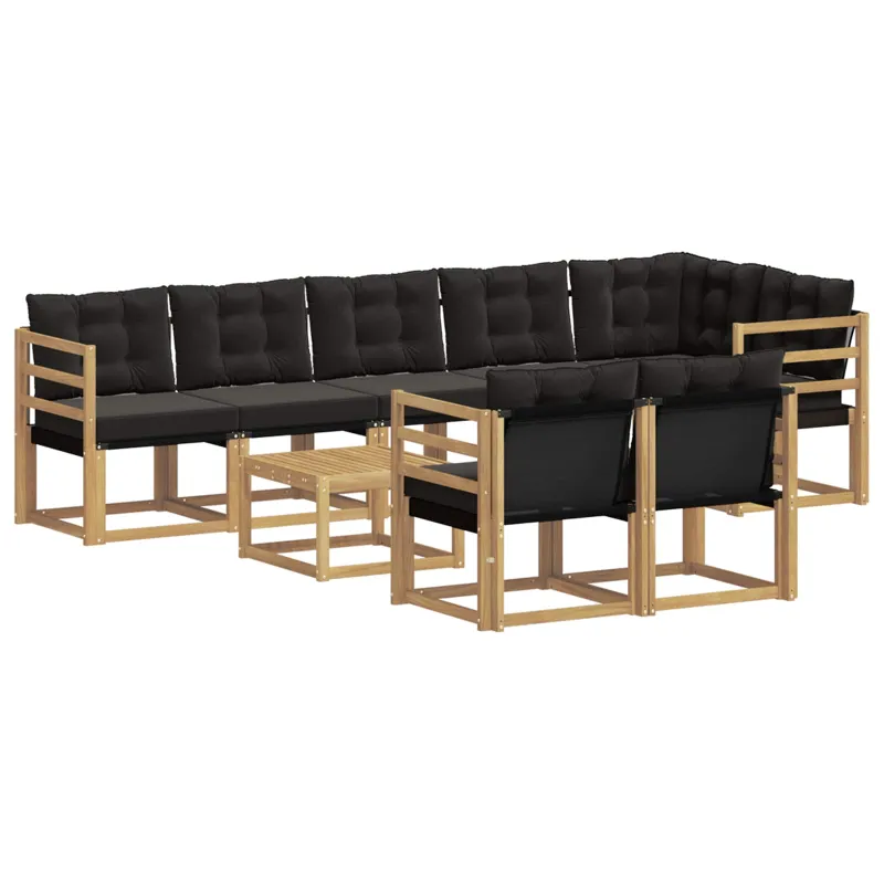 Lauko sofos komplektas su pagalve 9 pcs Balta ir juoda