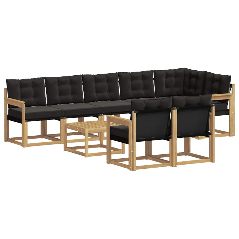 Lauko sofos komplektas su pagalve 9 pcs Balta ir juoda