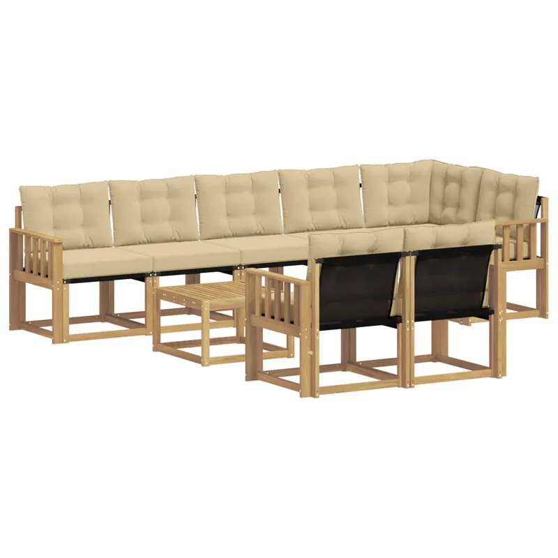 Lauko sofos komplektas su pagalve 9 pcs Balta ir kreminė