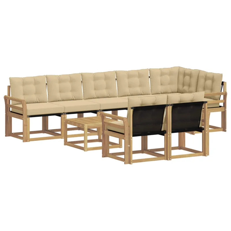 Lauko sofos komplektas su pagalve 9 pcs Balta ir kreminė