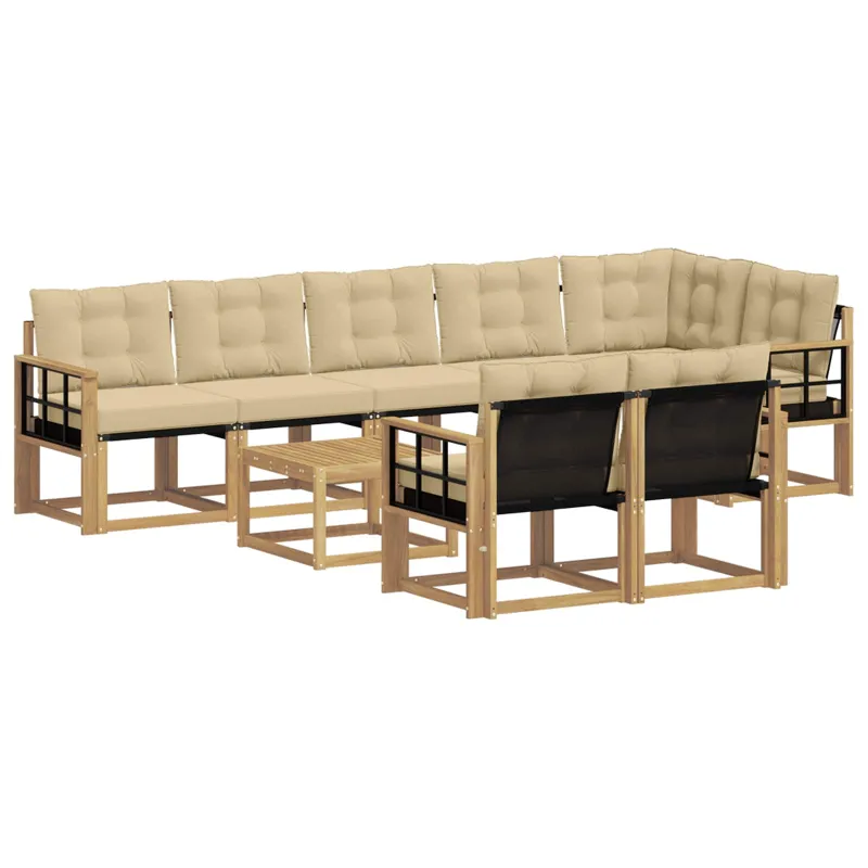 Lauko sofos komplektas su pagalve 9 pcs Balta ir kreminė