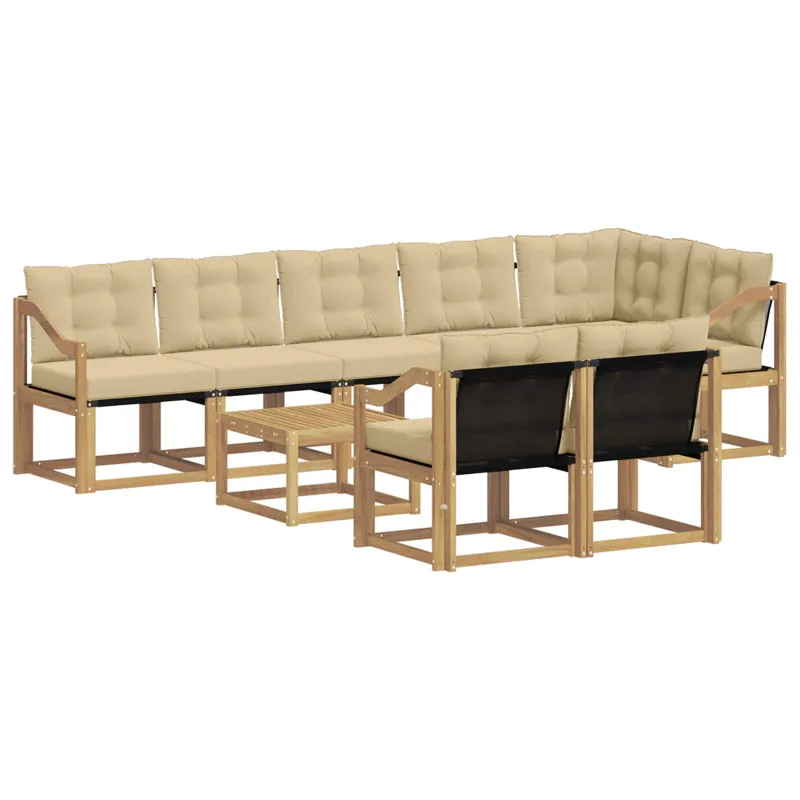 Lauko sofos komplektas su pagalve 9 pcs Balta ir kreminė