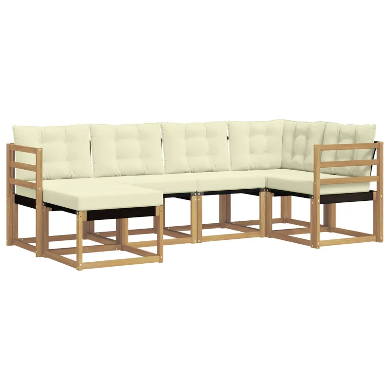 Lauko sofos komplektas su pagalve 6 pcs Balta ir kreminė