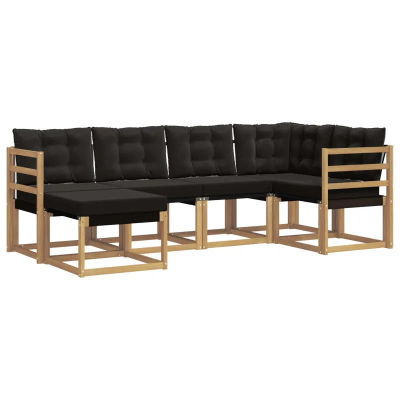 Lauko sofos komplektas su pagalve 6 pcs Balta ir juoda