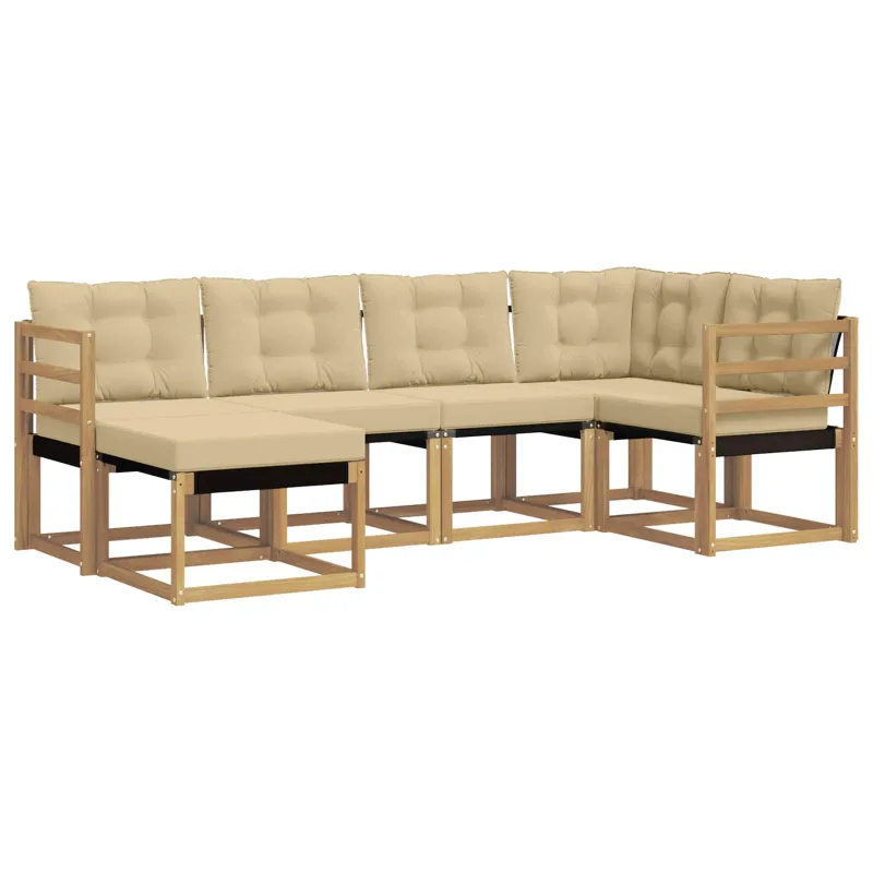 Lauko sofos komplektas su pagalve 6 pcs Balta ir kreminė
