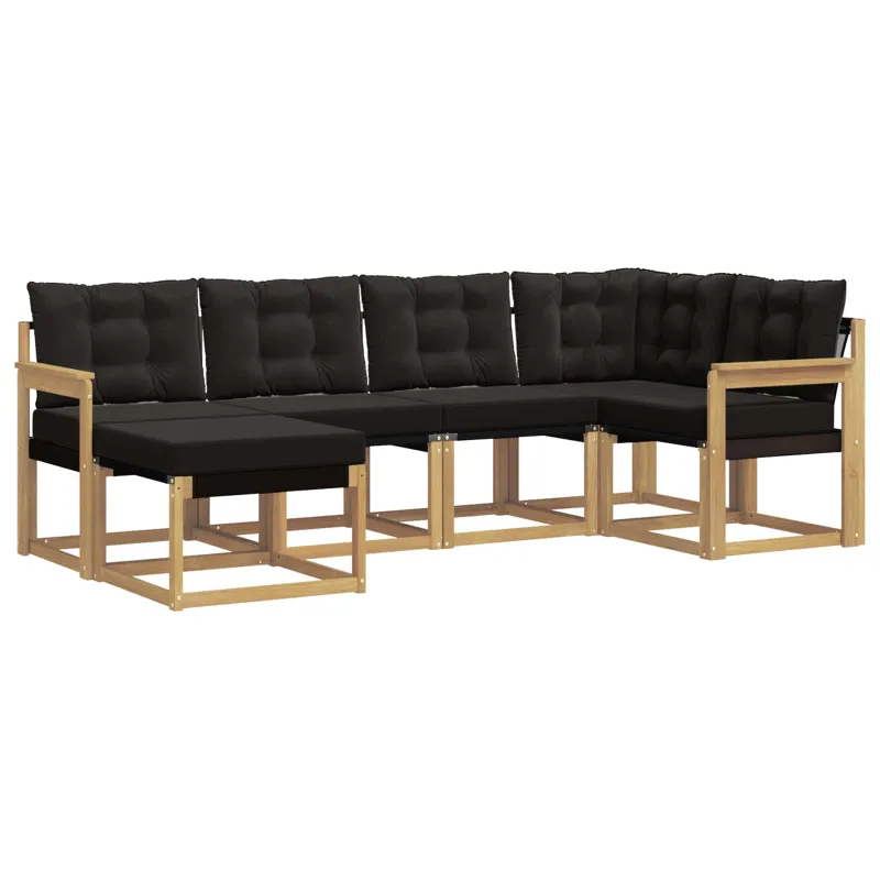 Lauko sofos komplektas su pagalve 6 pcs Balta ir juoda