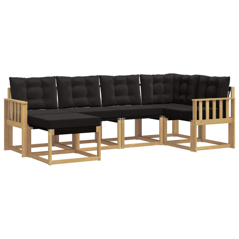 Lauko sofos komplektas su pagalve 6 pcs Balta ir juoda