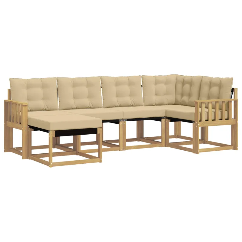 Lauko sofos komplektas su pagalve 6 pcs Balta ir kreminė