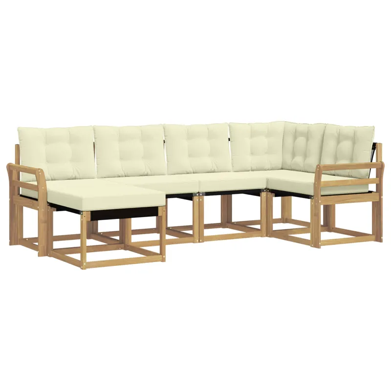 Lauko sofos komplektas su pagalve 6 pcs Balta ir kreminė