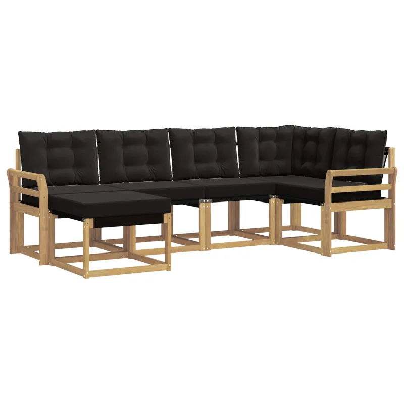 Lauko sofos komplektas su pagalve 6 pcs Balta ir juoda
