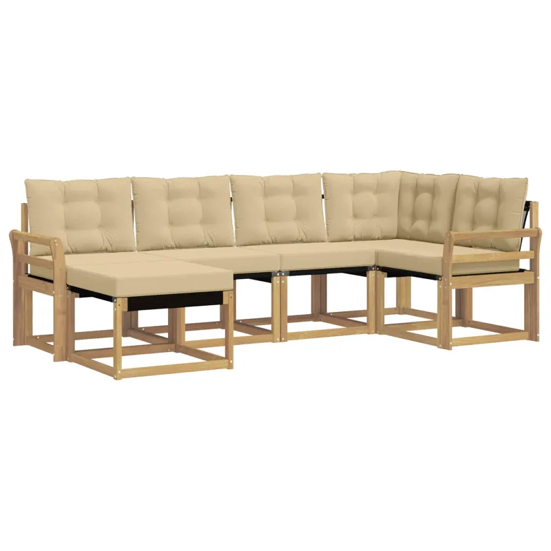 Lauko sofos komplektas su pagalve 6 pcs Balta ir kreminė