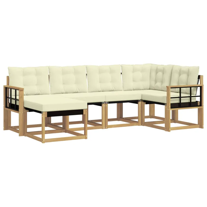 Lauko sofos komplektas su pagalve 6 pcs Balta ir kreminė