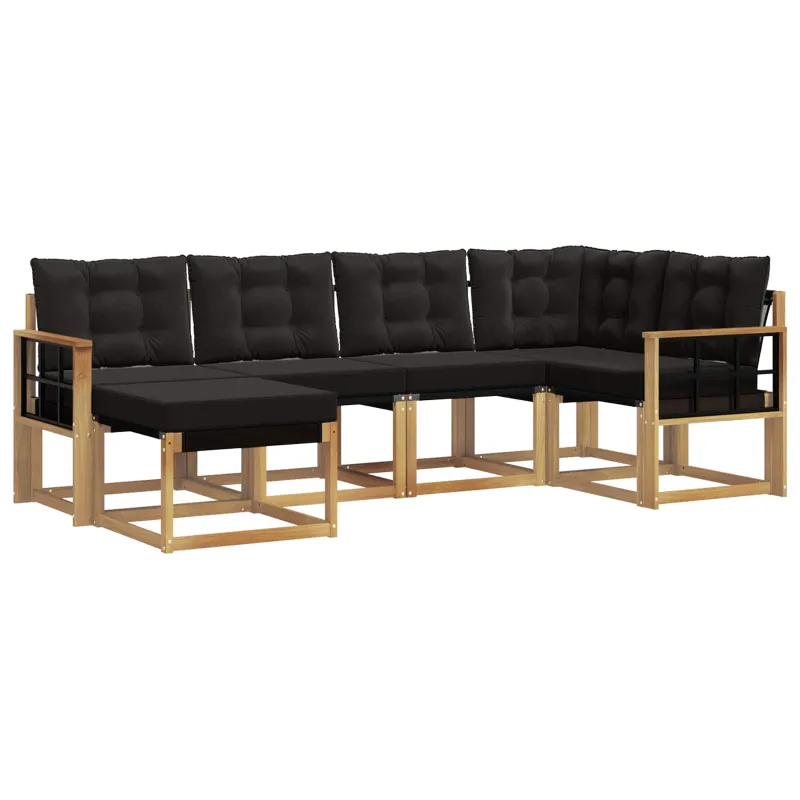 Lauko sofos komplektas su pagalve 6 pcs Balta ir juoda