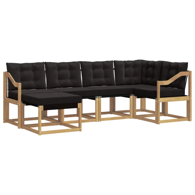 Lauko sofos komplektas su pagalve 6 pcs Balta ir juoda