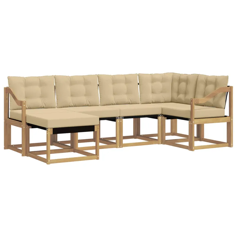 Lauko sofos komplektas su pagalve 6 pcs Balta ir kreminė