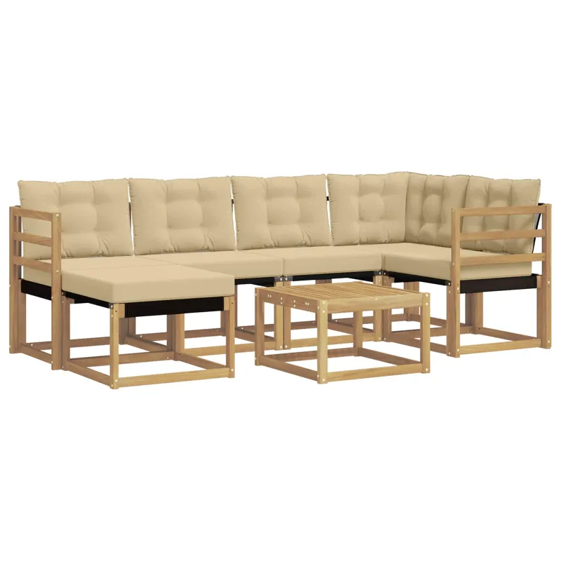 Lauko sofos komplektas su pagalve 7 pcs Balta ir kreminė