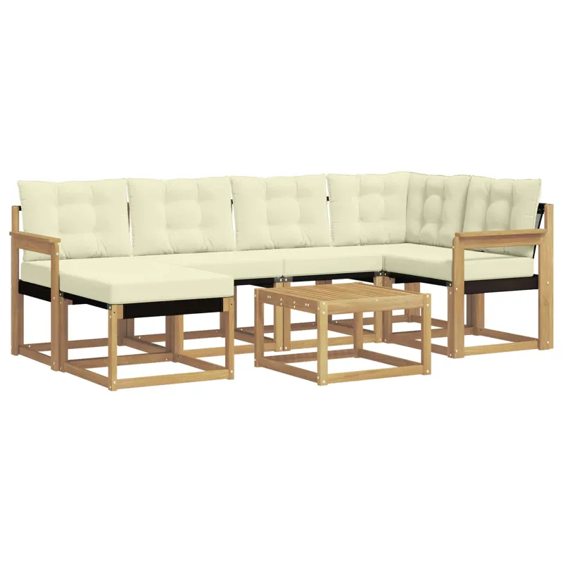 Lauko sofos komplektas su pagalve 7 pcs Balta ir kreminė