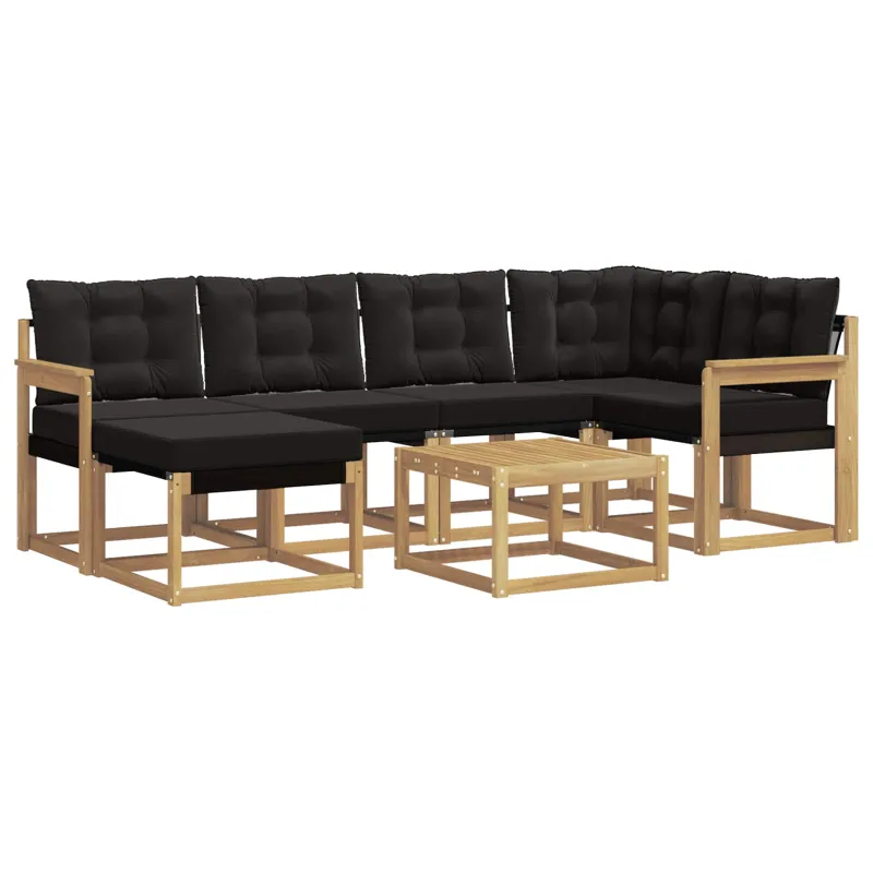 Lauko sofos komplektas su pagalve 7 pcs Balta ir juoda