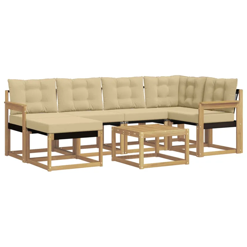 Lauko sofos komplektas su pagalve 7 pcs Balta ir kreminė