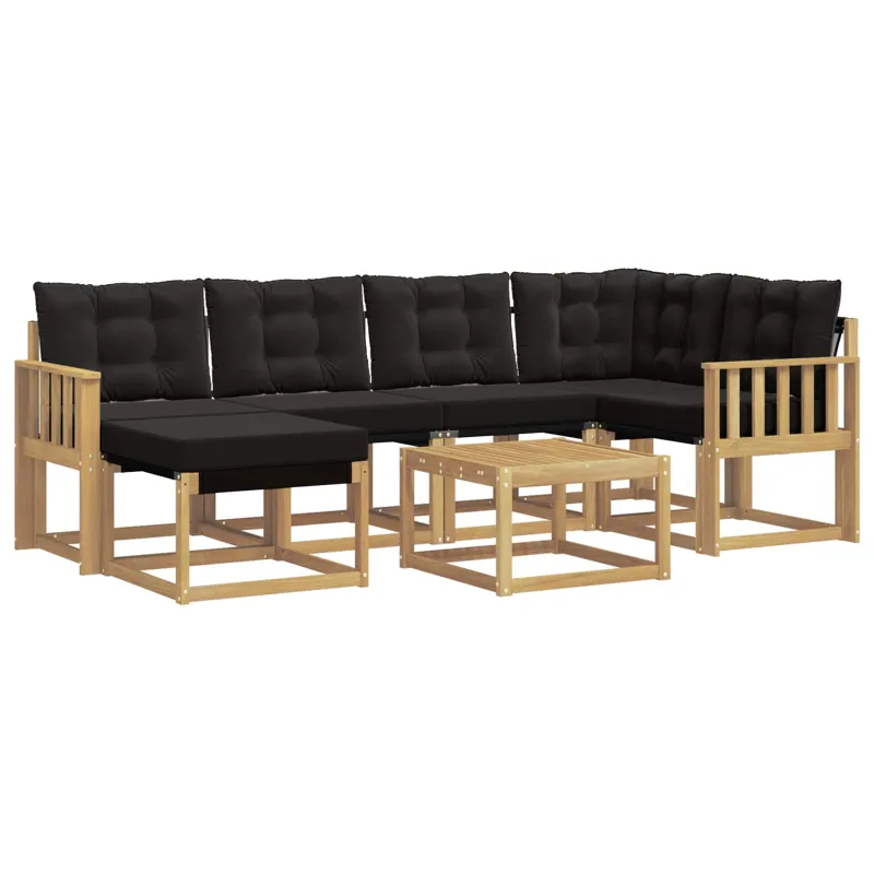 Lauko sofos komplektas su pagalve 7 pcs Balta ir juoda