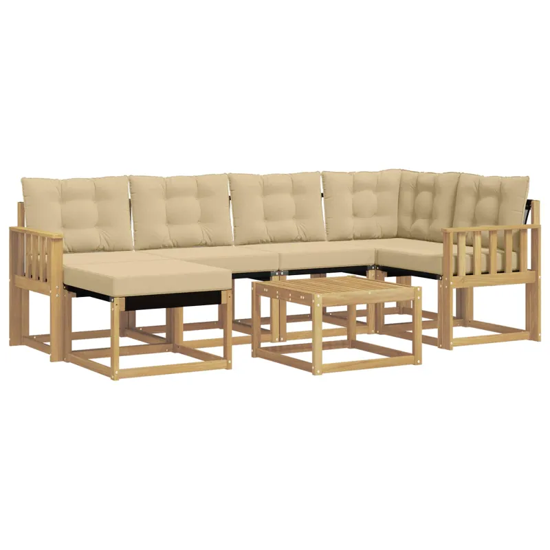 Lauko sofos komplektas su pagalve 7 pcs Balta ir kreminė