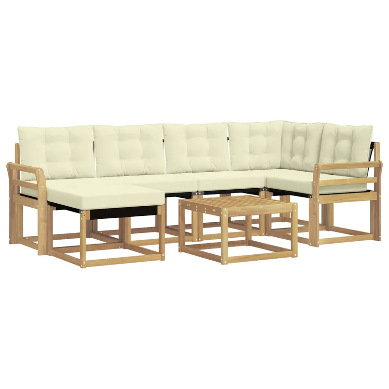 Lauko sofos komplektas su pagalve 7 pcs Balta ir kreminė