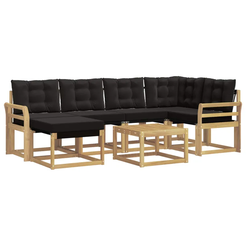 Lauko sofos komplektas su pagalve 7 pcs Balta ir juoda