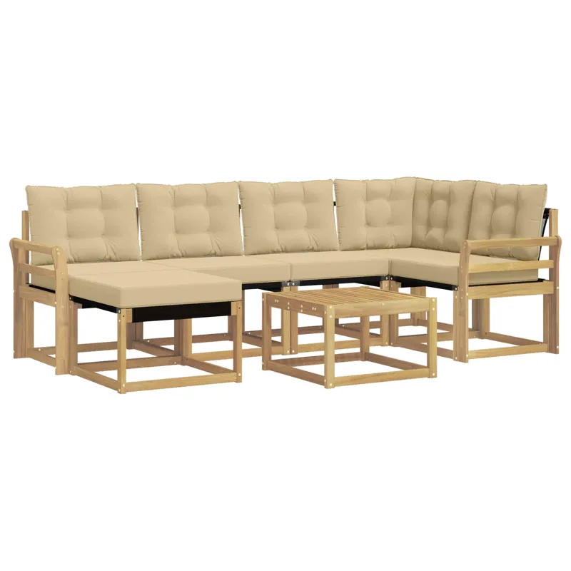 Lauko sofos komplektas su pagalve 7 pcs Balta ir kreminė