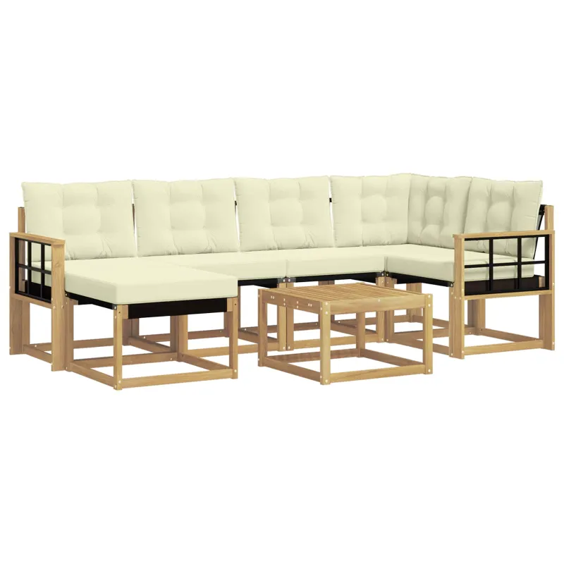 Lauko sofos komplektas su pagalve 7 pcs Balta ir kreminė