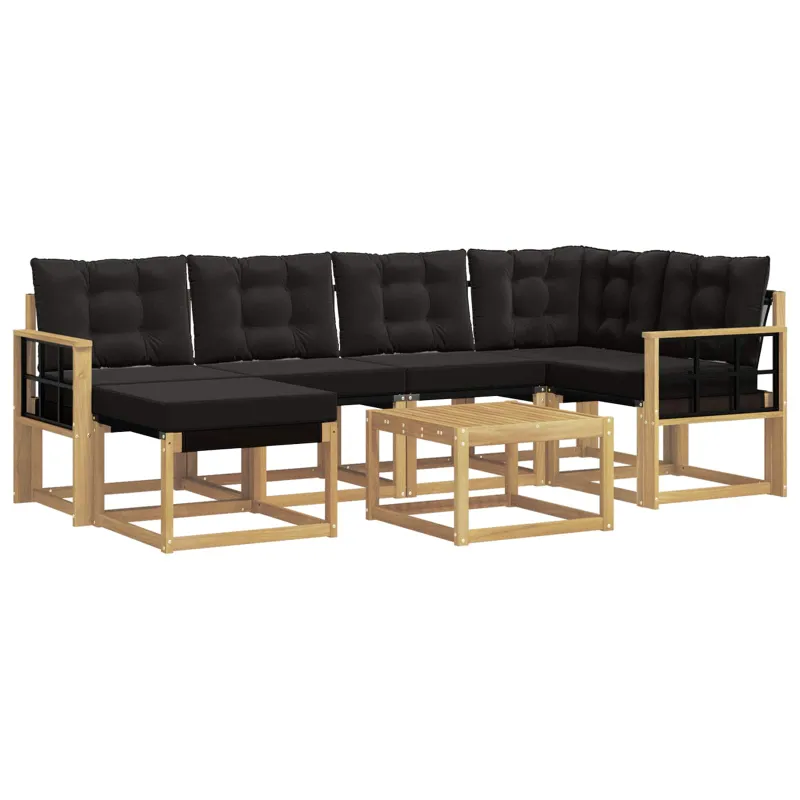 Lauko sofos komplektas su pagalve 7 pcs Balta ir juoda