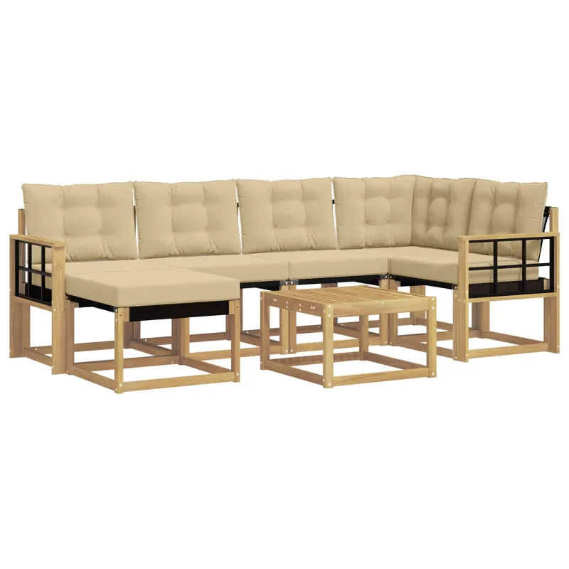 Lauko sofos komplektas su pagalve 7 pcs Balta ir kreminė