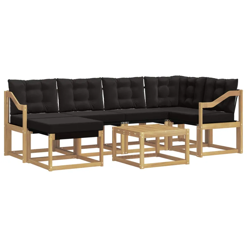 Lauko sofos komplektas su pagalve 7 pcs Balta ir juoda