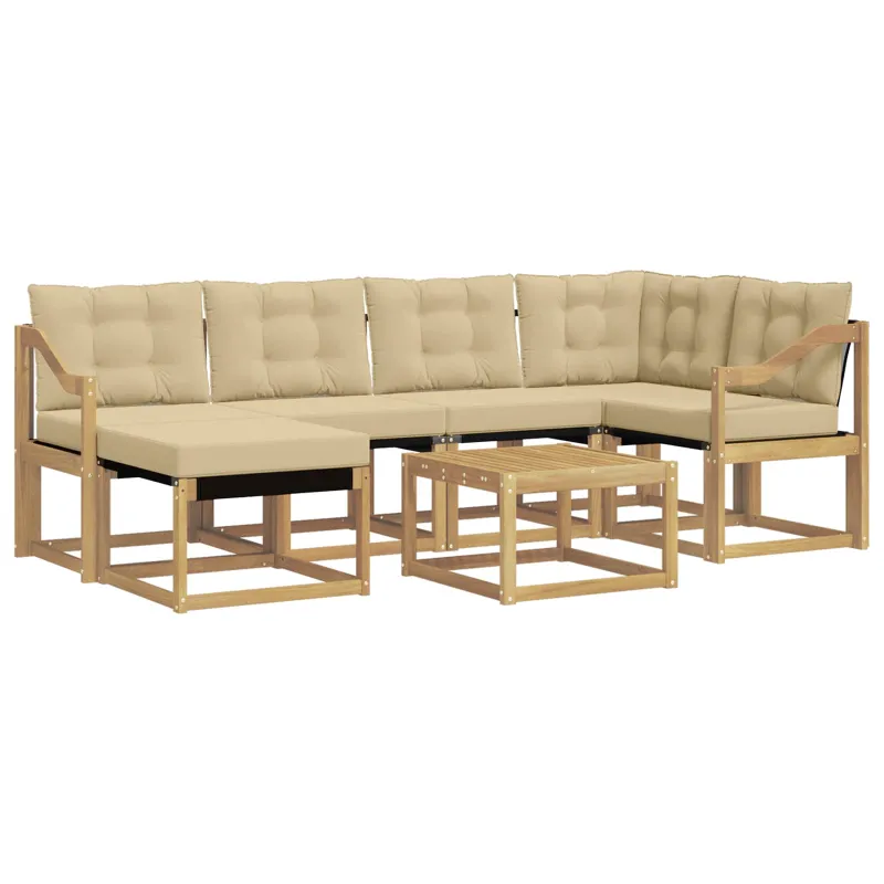 Lauko sofos komplektas su pagalve 7 pcs Balta ir kreminė
