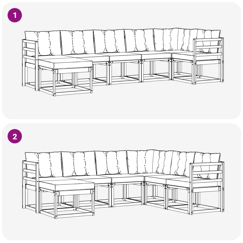 Lauko sofos komplektas su pagalve 7 pcs Balta ir kreminė