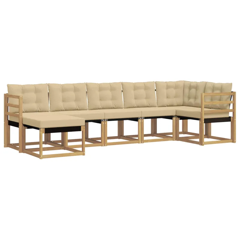 Lauko sofos komplektas su pagalve 7 pcs Balta ir kreminė