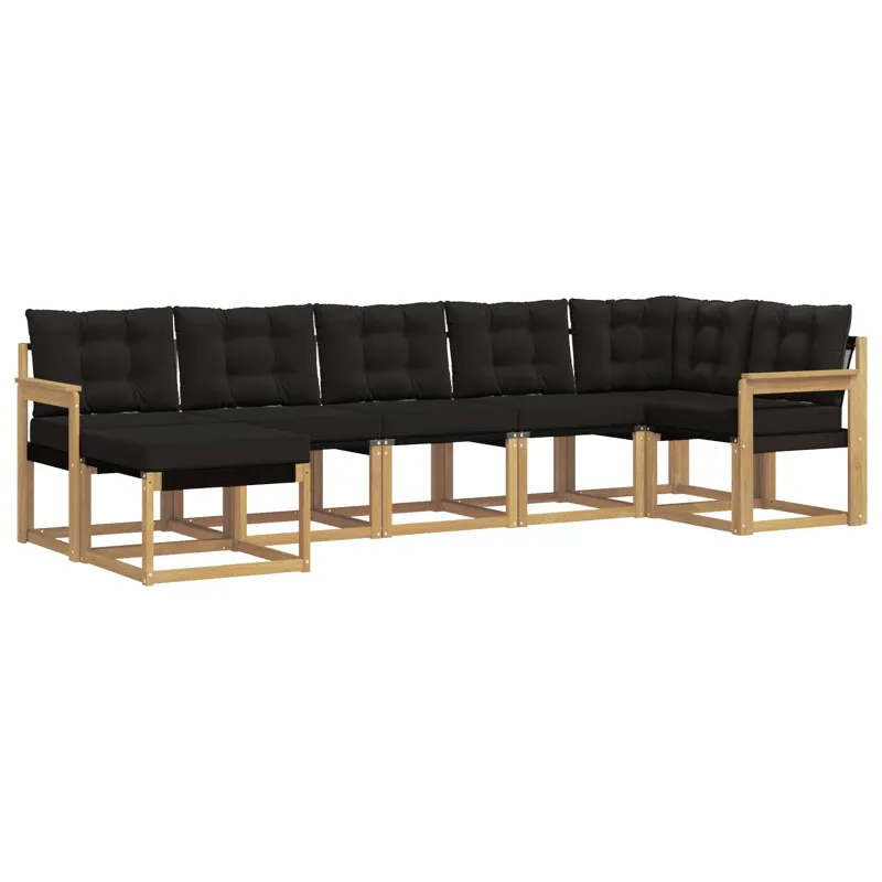 Lauko sofos komplektas su pagalve 7 pcs Balta ir juoda