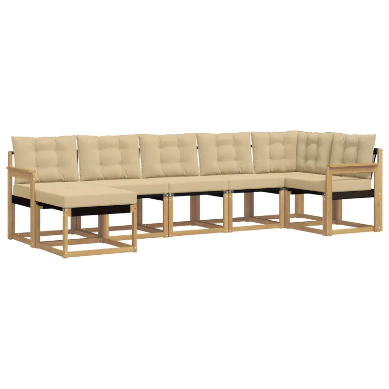 Lauko sofos komplektas su pagalve 7 pcs Balta ir kreminė