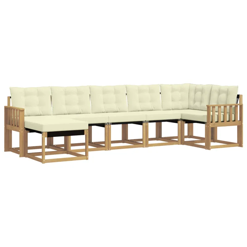 Lauko sofos komplektas su pagalve 7 pcs Balta ir kreminė