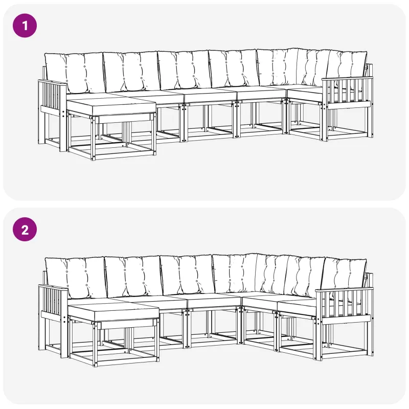 Lauko sofos komplektas su pagalve 7 pcs Balta ir juoda