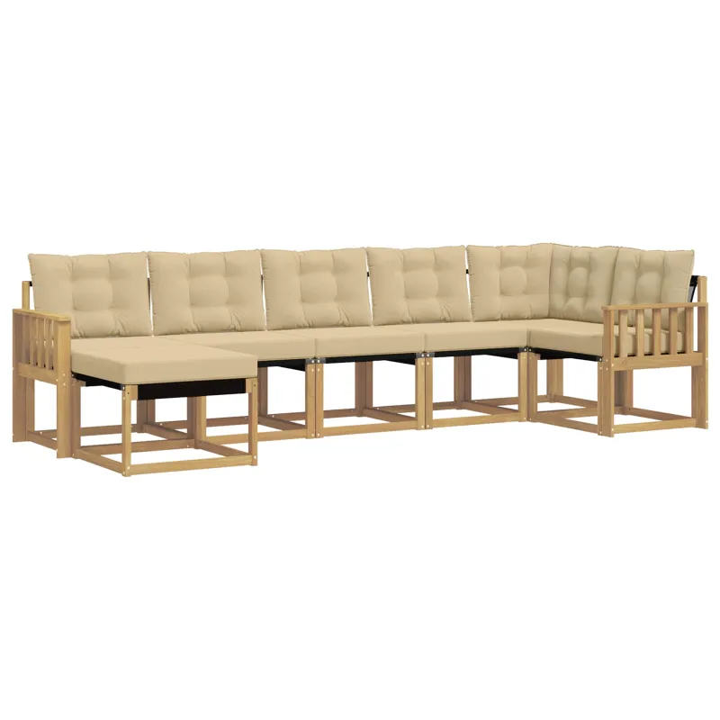 Lauko sofos komplektas su pagalve 7 pcs Balta ir kreminė